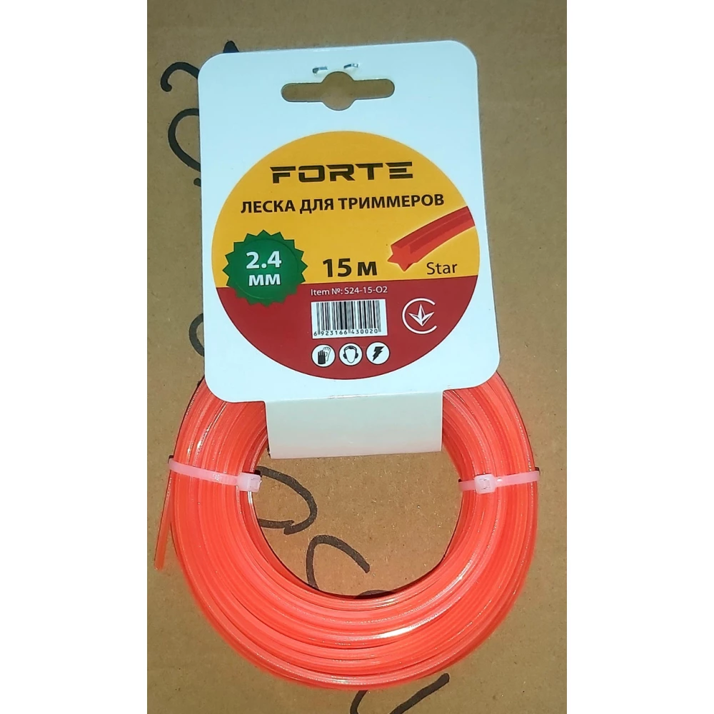 Ліска до мотокоси 2,4мм*15м Зірка (S24-15-O2), картон, діаметр 2,4мм, довжина 15м.