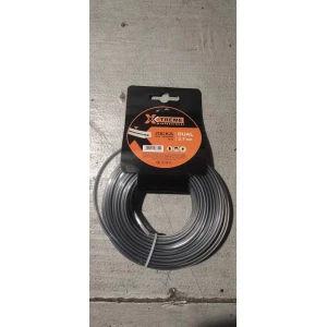 Изображение товара -  Ліска до мотокоси X-TREME 2,7мм*15м Dual,Квадрат з сердечником, діаметр 2,7мм, довжина 15м.сіра