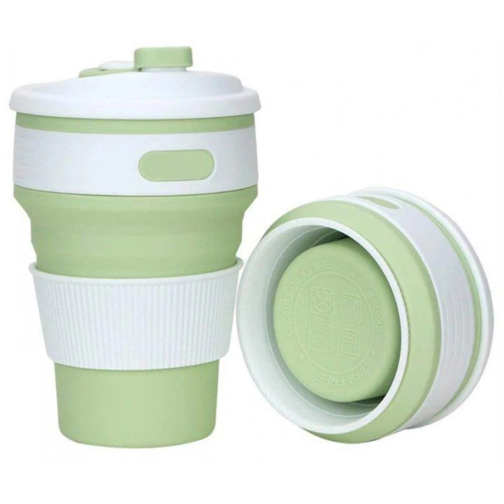 Чашка складана з кришкою зелена (350 мл)  (СИЛА - Кемпінг) 960570