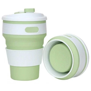 Изображение товара -  Чашка складана з кришкою зелена (350 мл)  (СИЛА - Кемпінг) 960570