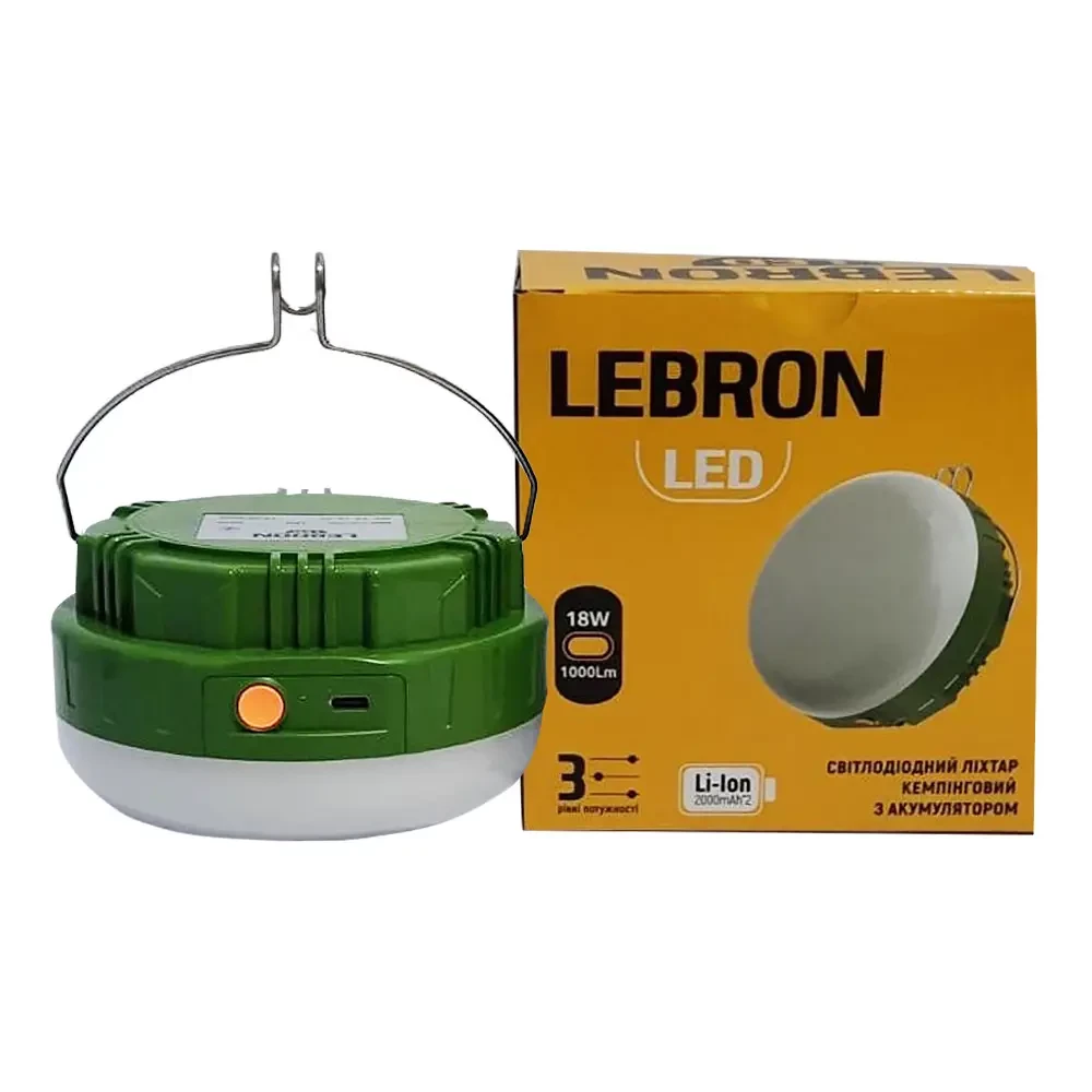 Ліхтар кемпінговий акум. Lebron LED L-HL-620, ABS  18W, 2000mAh*2 Lition, USB, 4 режими з мигалкою