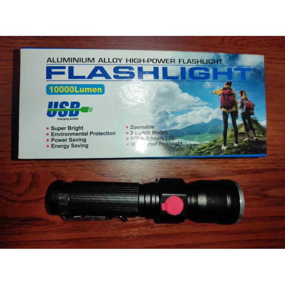 Ліхтарик Flashlight  Aluminium №RB203 Акумул. Чорн. метал 1стор. зум Кнопка підсвітка