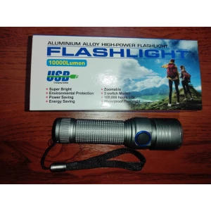 Изображение товара -  Ліхтарик Flashlight  Aluminium №RB229 Акумул. Сірий метал 1стор. зум