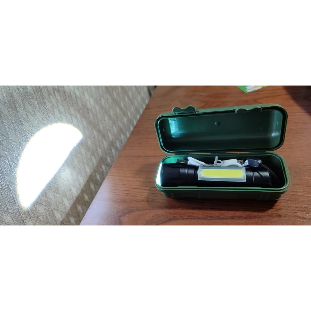 Ліхтарик USB Charge №RB260 Акумул. Чорн метал 2стор. зум міні, коробка