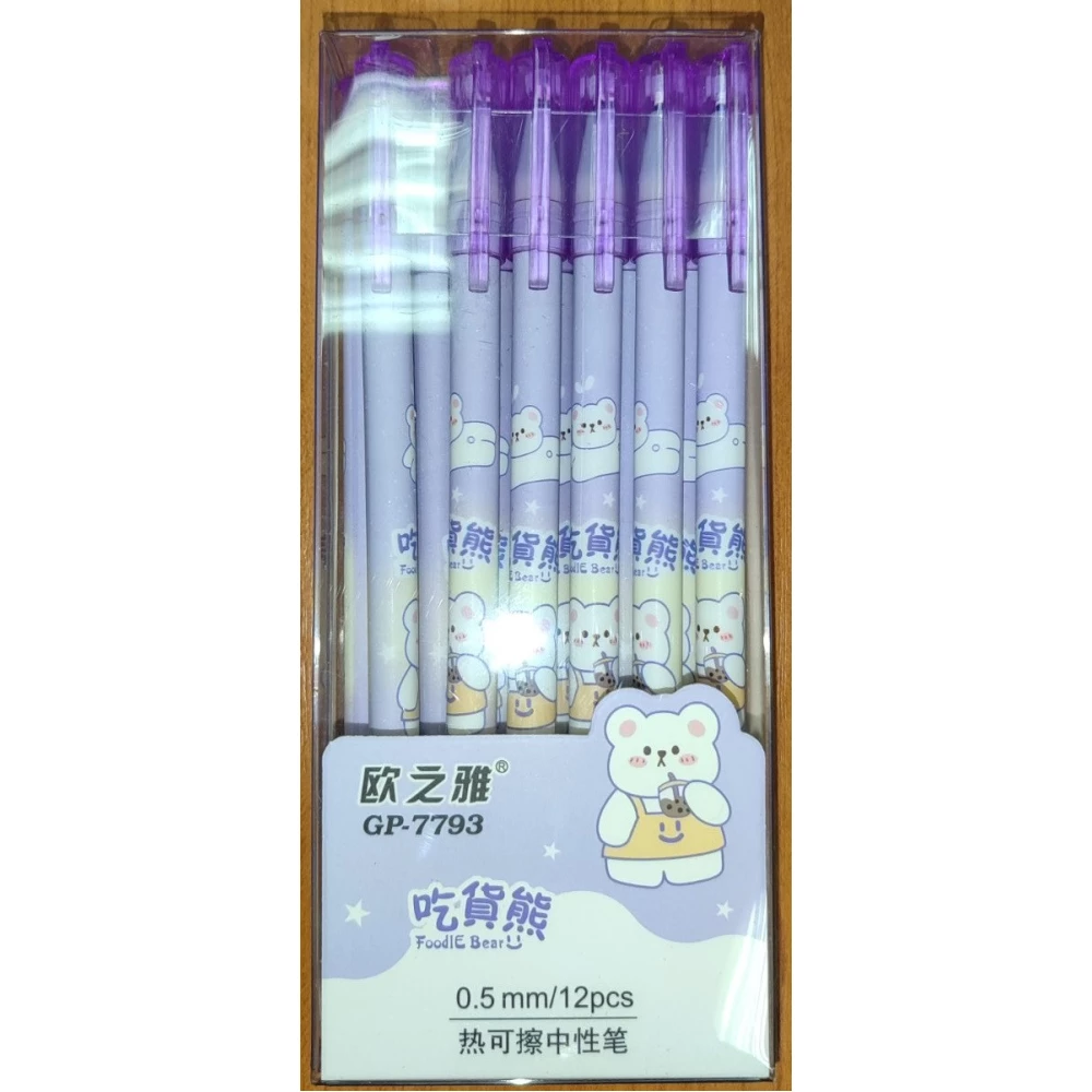 Ручка пиши-стирай синя (Мішка) пач.-12шт. GP-7793