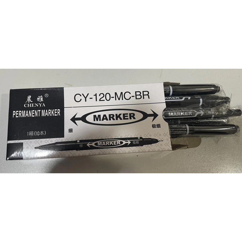 Маркер тонкий двухстор.-ручка чорний, CD пач .- 10шт.