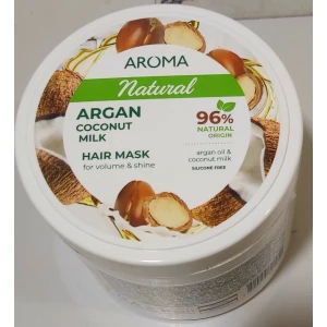 Изображение товара -  Маска  Aroma Natural з аргановою олією і кокосовим молоком  для блиску волосся (450мл.)