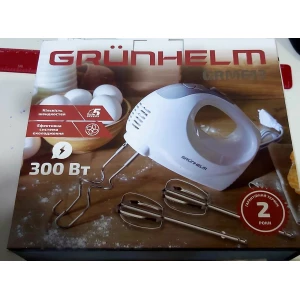 Изображение товара -  Міксер єлектро GMR613 300Вт., 2 вінця,білий. Grunhelm