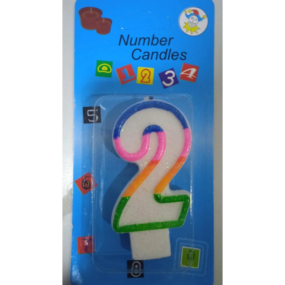 Свічка в торт Цифра“2“ 3,8*7(уп.12)