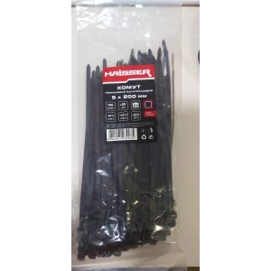 Изображение товара -  Хомут  нейлоновий 5*200 багаторазовий чорний уп. 100 шт. Haisser