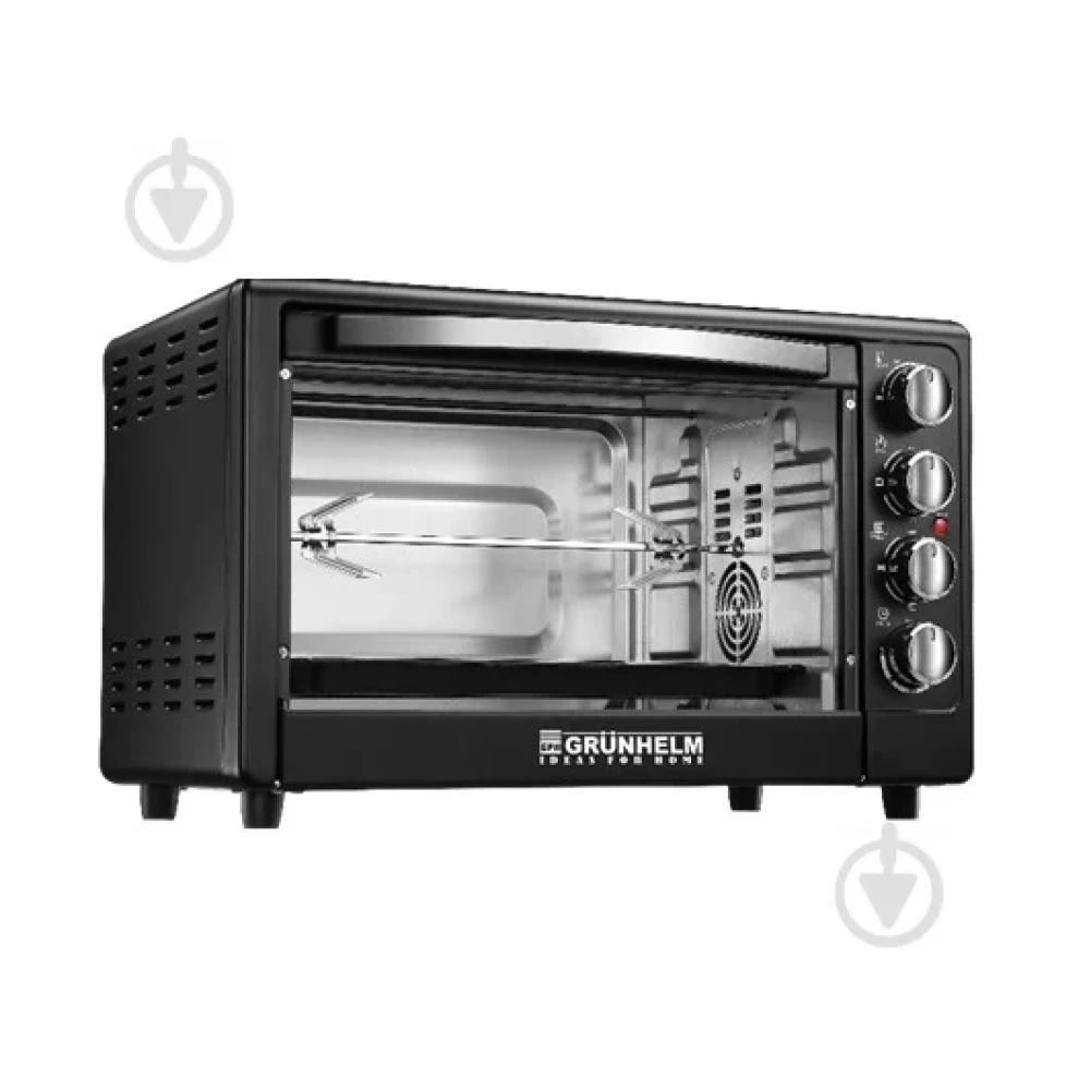 Піч електрична GRUNHELM GN50ARC (черный) 50л, 2200 Вт з конвекцією+гриль+2 прямокутних дека