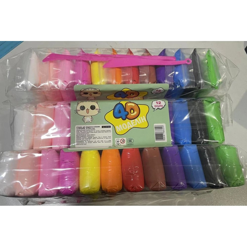 Пластилін легкий 154гр 12кольор.