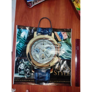 Изображение товара -  Пластмасова ручка пакет Екстрап. MAN`S STYLE 39*38см.75мкм , спайка 25шт. міш.100шт.