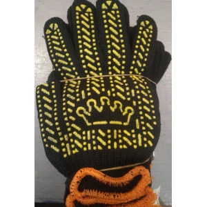 Изображение товара -  Робоча Рукавиця №5611 Корона чорна, оранж. плотна, уп.-10пар.