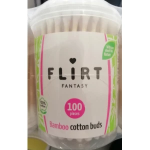 Изображение товара -  Ватні палички бамбук Fantasi FLIRT - 100 шт. Круг. банка (12 шт.-пач,48 шт./яск.)