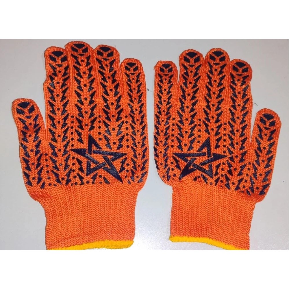 Робоча Рукавиця ПВХ “Зірка“ трикот. помаранч., плотна, уп.-12пар.