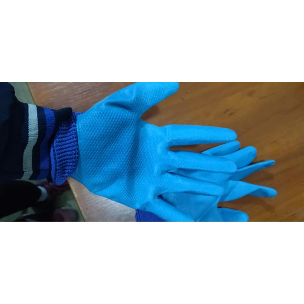 Робоча Рукавиця Рифлена, синя, прогумована уп.12шт.