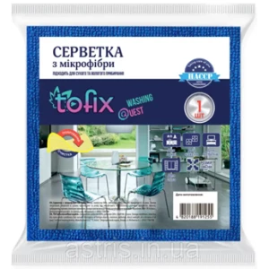 Изображение товара -  Серветка мікрофібра універсальна 1 шт., ТМ “Tofix“ (30*30), ящ.-100шт.