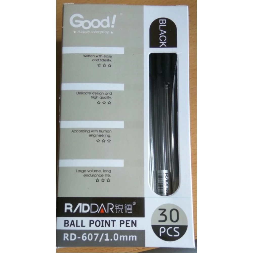 Ручка No607 Кулькова, чорна/синя, пач.-30 шт.