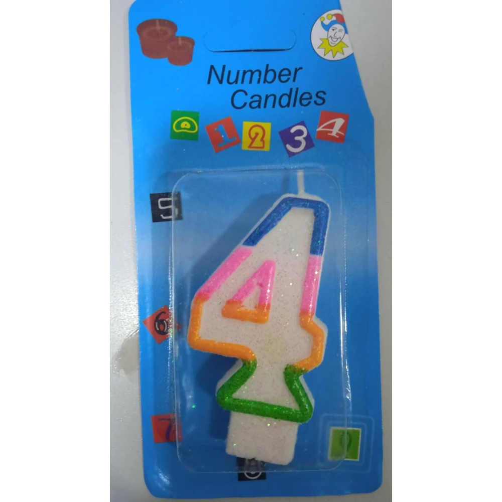 Свічка в торт Цифра“4“ 3,8*7(уп.12)