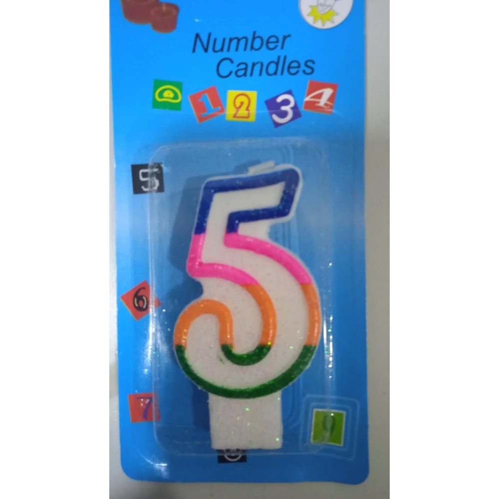 Свічка в торт Цифра“5“ 3,8*7(уп.12)