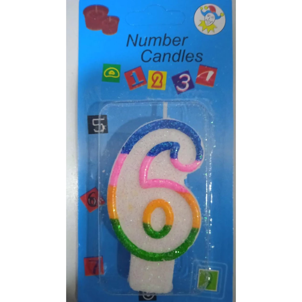 Свiчка в торт Цифра “6“ 3,8*7 (уп.12)