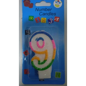 Изображение товара -  Свiчка в торт Цифра “9“ 3,8*7 (уп.12)