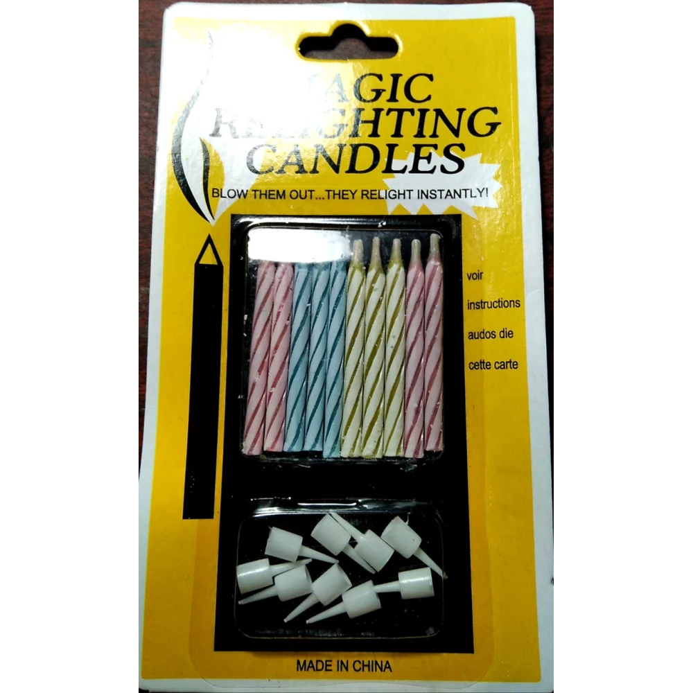 Свічки в торт магічні не затухаючі  1уп-10шт, пач. 24 уп.