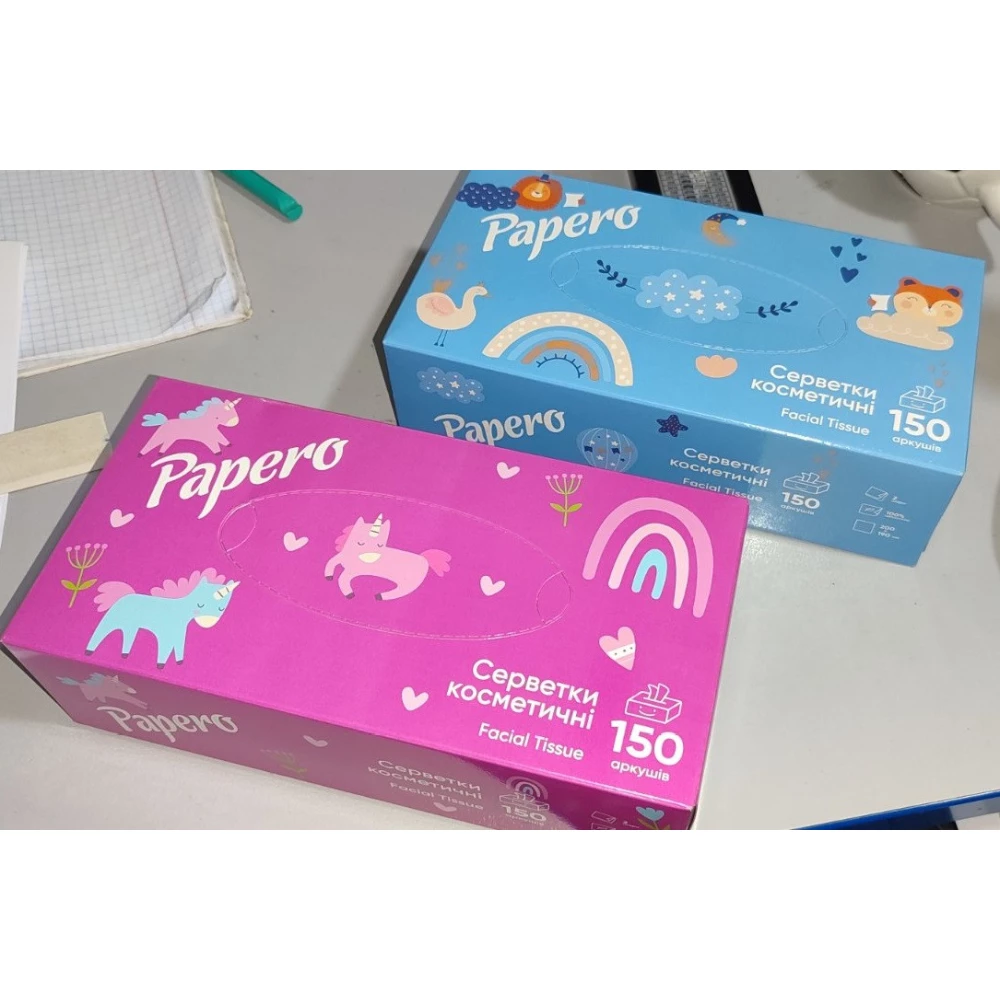 Серветки косметичні “Papero“ 2ш. 190*200 мм 150арк. пенал Хлопчик/Дівчинка  (NF009), (NF010)