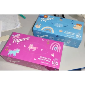 Изображение товара -  Серветки косметичні “Papero“ 2ш. 190*200 мм 150арк. пенал Хлопчик/Дівчинка  (NF009), (NF010)
