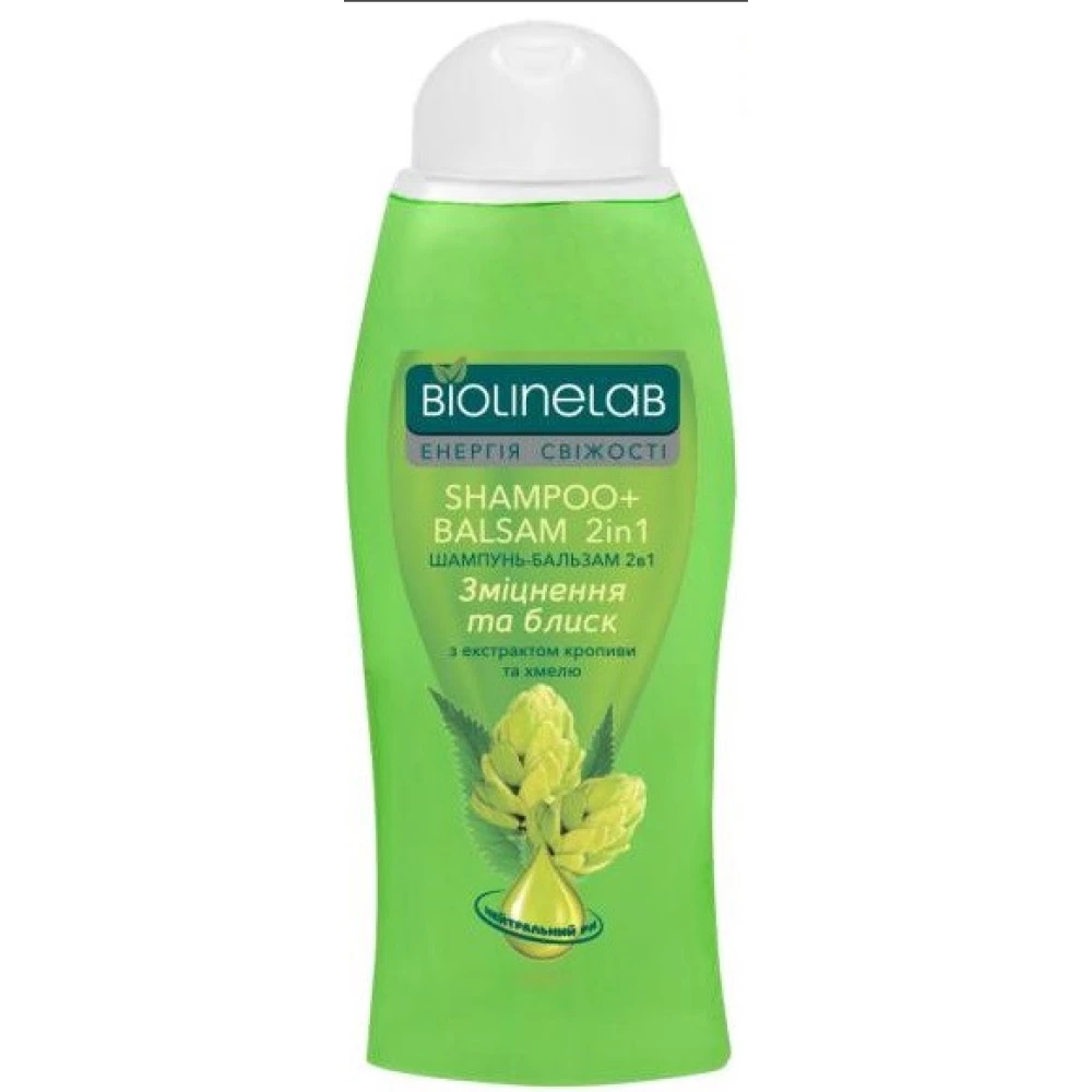 Шампунь-бальзам BIOLINELAB 2в1 “З екстрактими кропиви та хмелю“ 400мл. ящ.20шт.