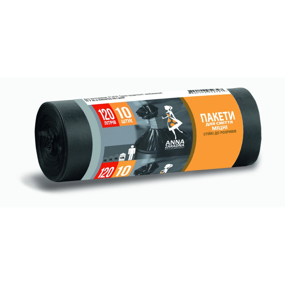 Сміттєві пакети 120л 10шт HDPE (SH) “Anna Zaradna“
