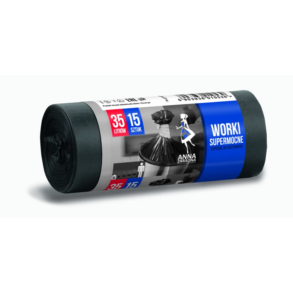 Сміттєві пакети 35л 15шт LDPE міцний, (SH), “Anna Zaradna“