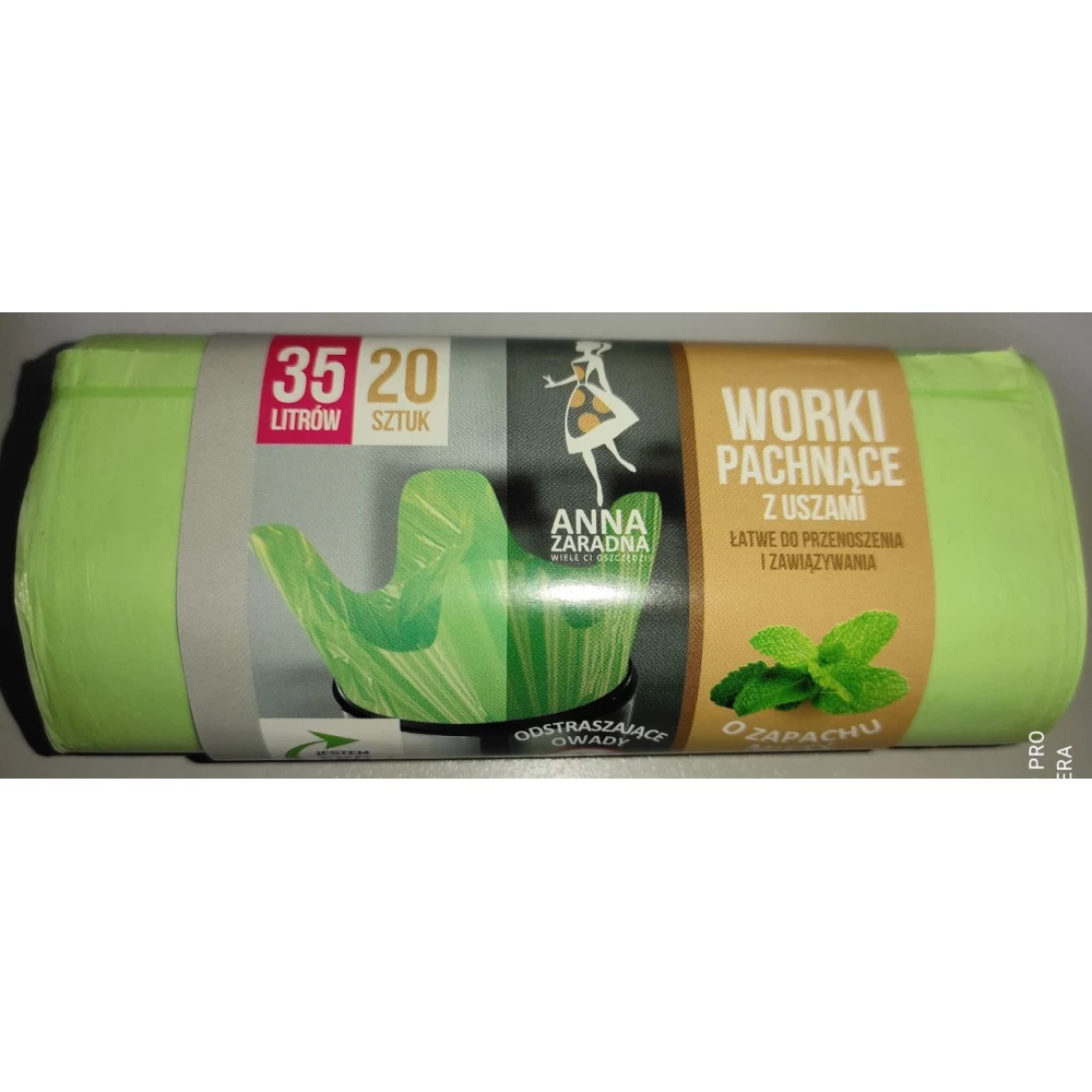 Сміттєві пакети 35л 20шт з вушками, М`ятний аромат “Anna Zaradna“