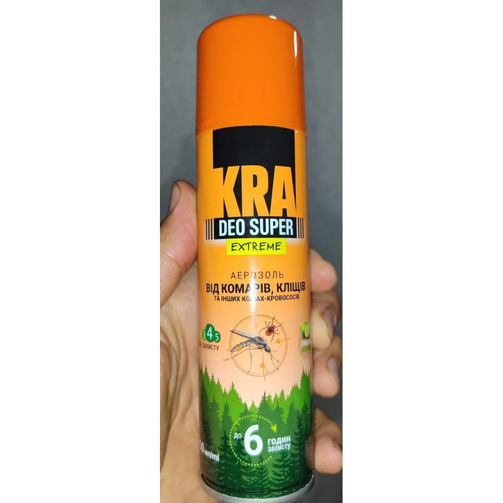 Спрей від комарів та мошок KRA EXTREME 17% 6 годин хахисту 150мл уп - 12шт, ящ 48