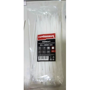 Изображение товара -  Хомут  нейлоновий 5*200 багаторазовий білий уп. 100 шт. Haisser