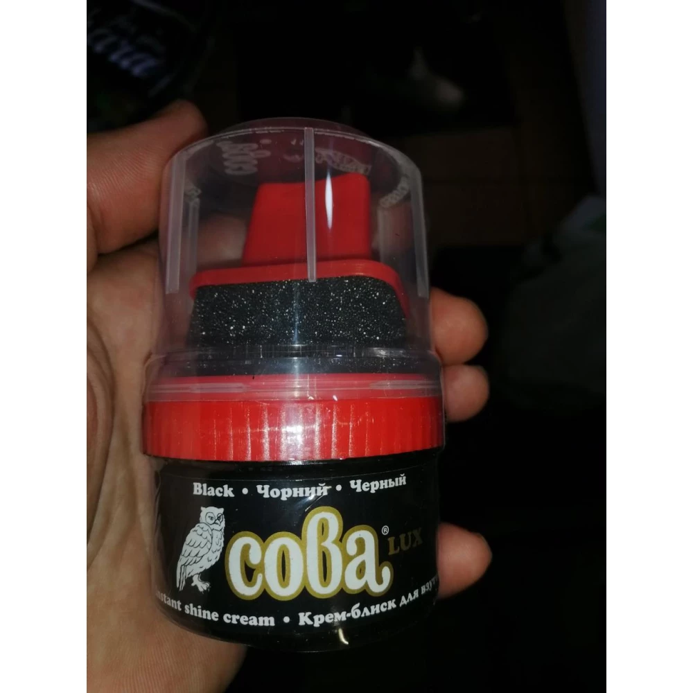 Крем для взуття з губкою Сова чорний