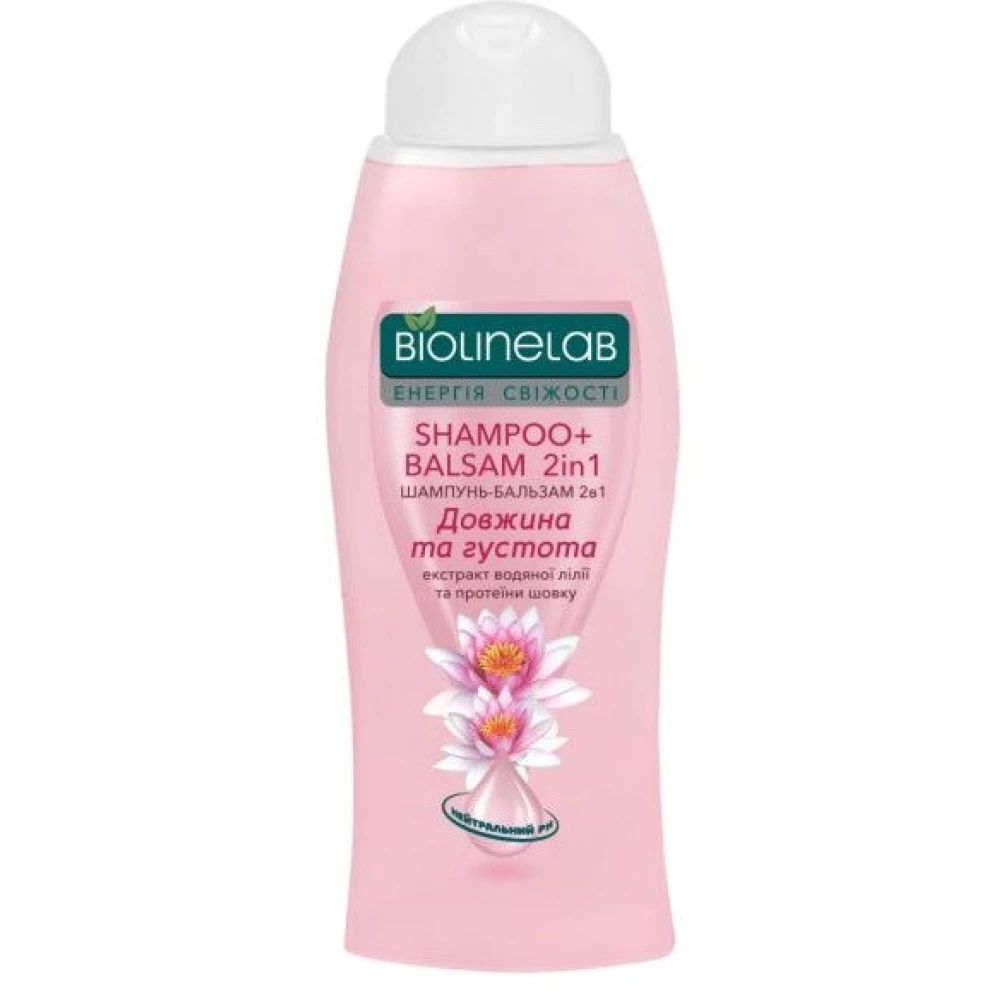 Шампунь-бальзам BIOLINELAB 2в1 “З екстрактими водяної лілії та протеїнами шовку“ 400мл.
