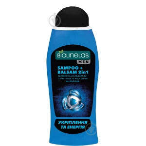 Изображение товара -  Шампунь-бальзам BIOLINELAB 2в1 для чоловіків“З ментолом та морськими мінералами 400мл.