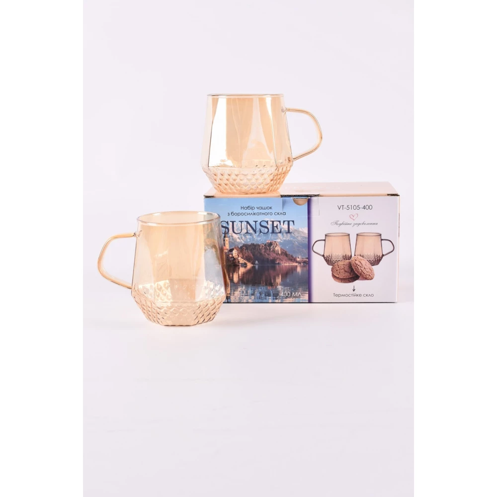 Набір чашок SUNSET з боросилікатного скла VITTORA, 2шт, 400мл VT-5105-400