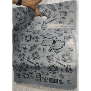 Изображение товара -  Прорізна ручка 40*50, “Coffee Time“ Україна, Різні кольори 100мкм, пач.-25шт.