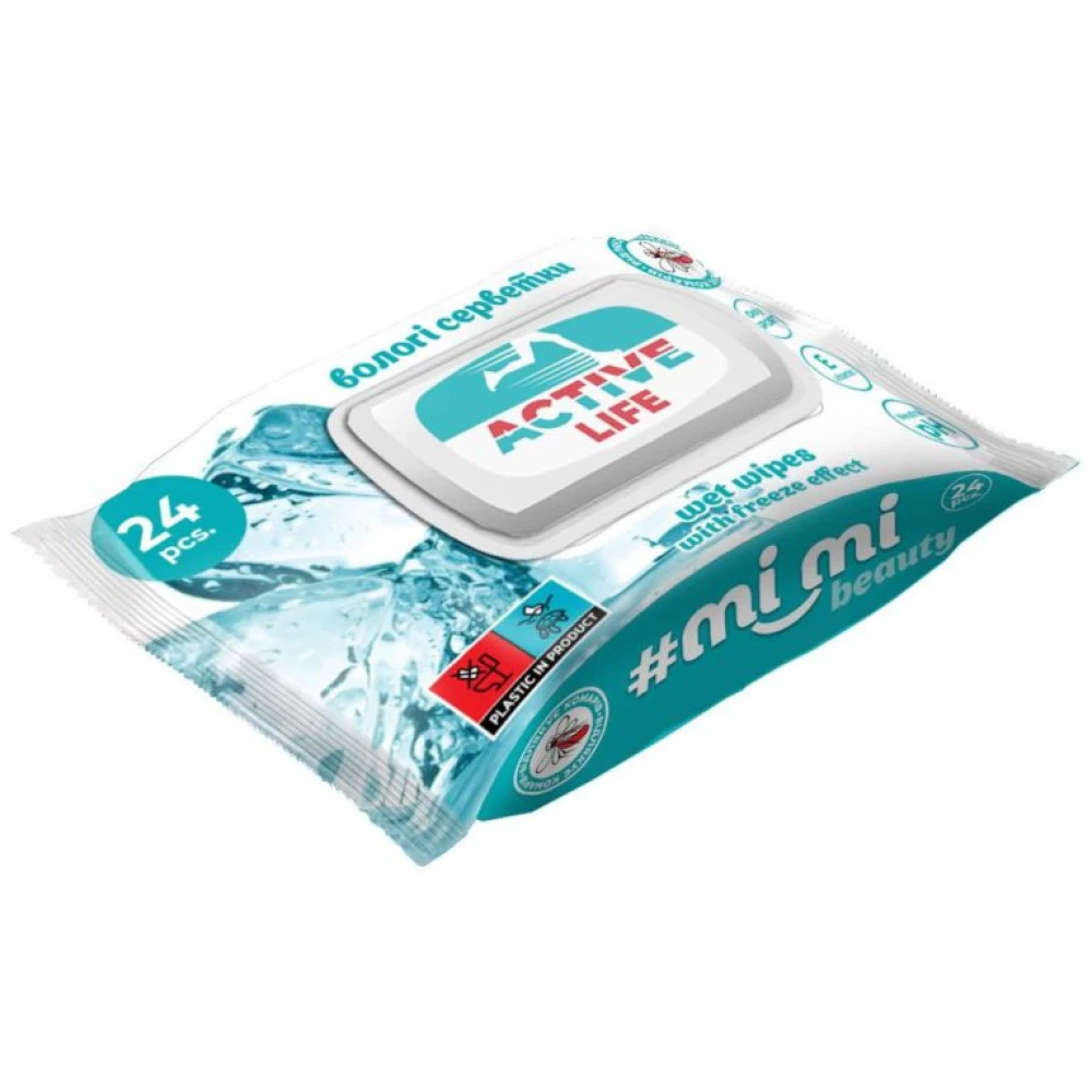 Волога серветка “#Мі_Мі“ 24л Beauty ACTIVE LIFE ящ.14шт.