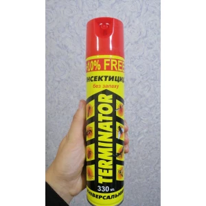 Изображение товара -  Дихлофос універсальний “TERMINATOR“ без запаха жовтий 330мл (24уп)