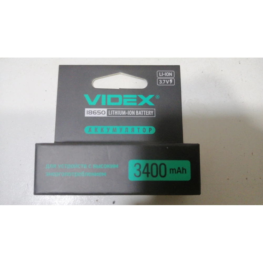 Акумулятор Videx Li-lon 18650-P (ЗАХИСТ) 3400 mAh color box/1pc 20/160