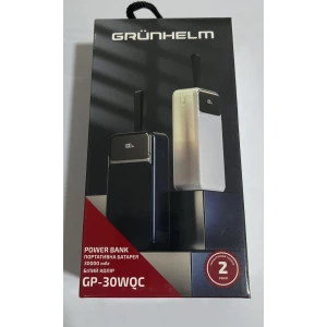 Изображение товара -  Power Bank Портативна батарея 30000mAh ,білий  Grunhelm GP-30WQC швидка зарядка 22,5W