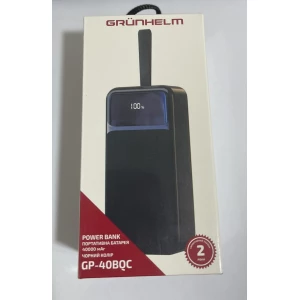 Изображение товара -  Power Bank Портативна батарея 40000mAh чорний  Grunhelm GP-40BQC швидка зарядка 22,5W