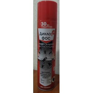 Изображение товара -  Дихлофос “Дихлор Фос“ без запаху червоній 330 мл (12шт/48ящ)