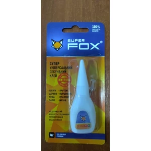 Изображение товара -  Клей “FOX“ 4мл миттєвий (типу 505)уп-24шт.(ящ12уп)