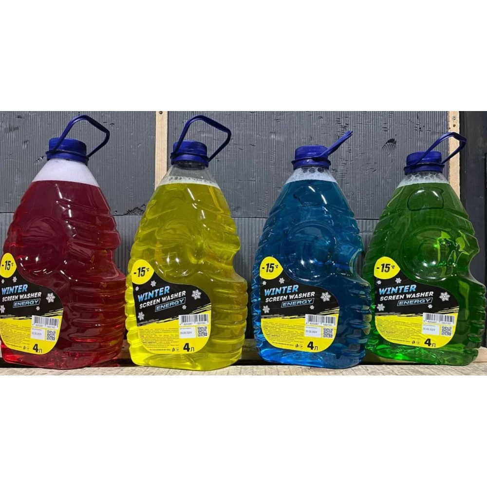 Омивач зимовий “ENERGY“ (-15) 4л. 48 мм. ФЛЯГА,, Червоний, Зелений, Жовтий, Блакит, уп.-4шт.