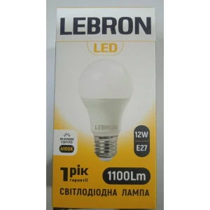 Изображение товара -  LED лампа LEBRON L-A60, 12W, Е27,4100K, 1100Lm